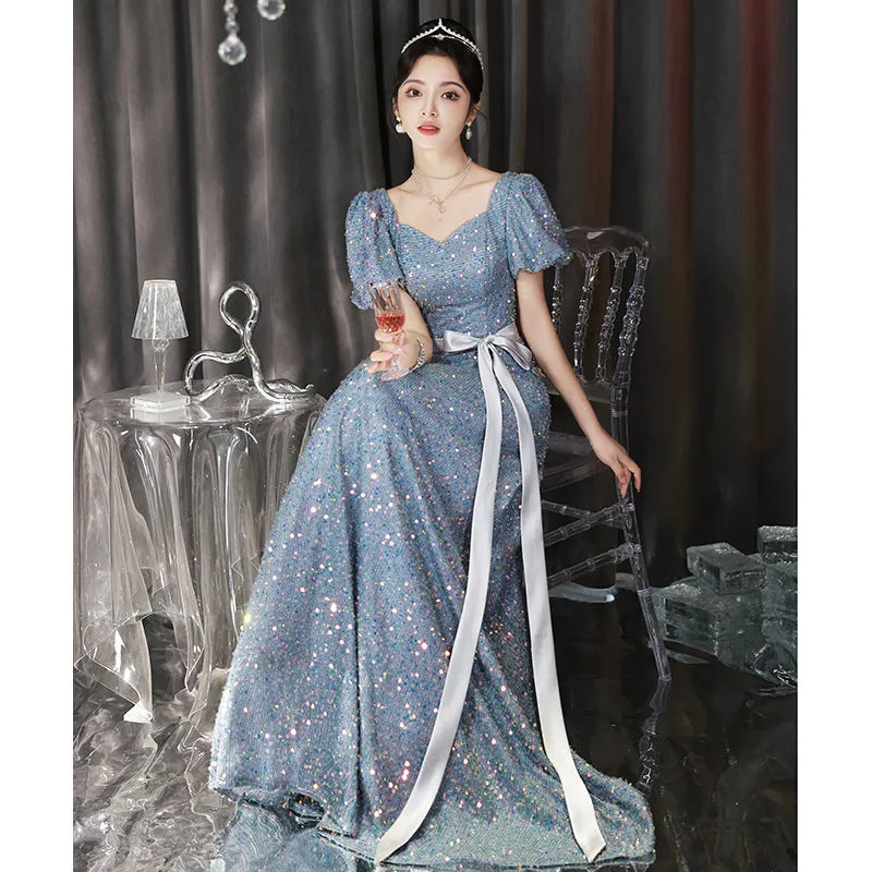 A Line Sequins  Long Prom Dress Sweet Princess Party Gown 549