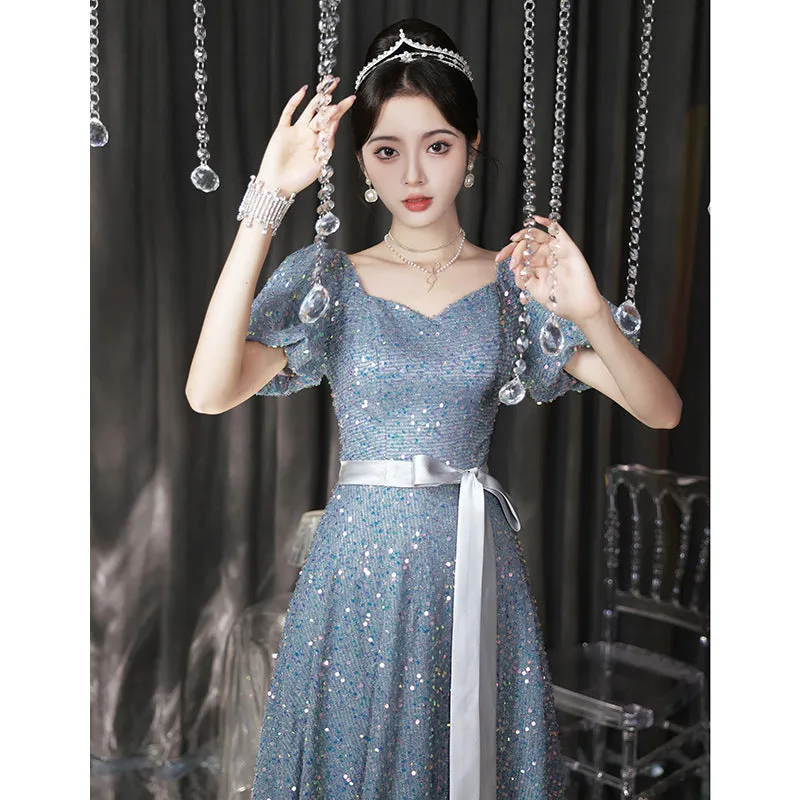 A Line Sequins  Long Prom Dress Sweet Princess Party Gown 549