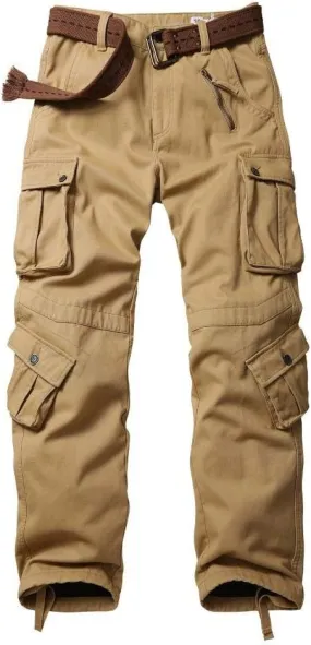 AKARMY Men's Fleece Lined Hiking Pants Outdoor Cargo Pants Casual Work Ski Pants with 8 Pockets