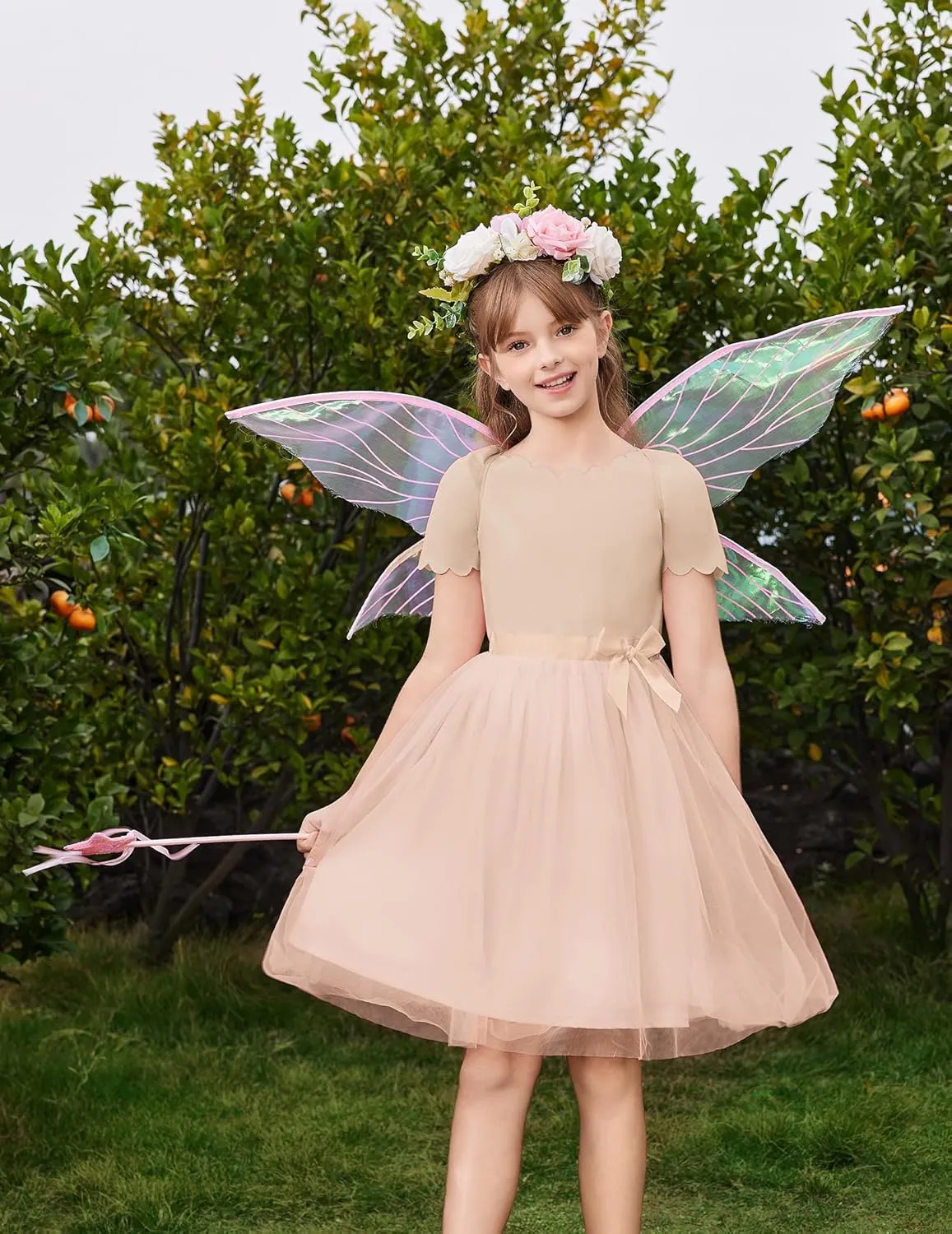 Arshiner Girls Dress Tutu Fluffy Summer Dresses Belted Wedding Party Flower Girls' Dress Size 3-11 Years