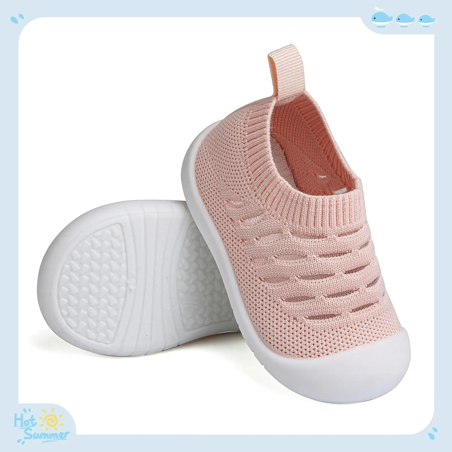 Baby Shoes for Boys Girls Breathable First Walking Shoes - Infant Toddler Trainers Shoes Non Skid Indoor Floor Slipper with Soft Sole Cotton Mesh On Sneaker