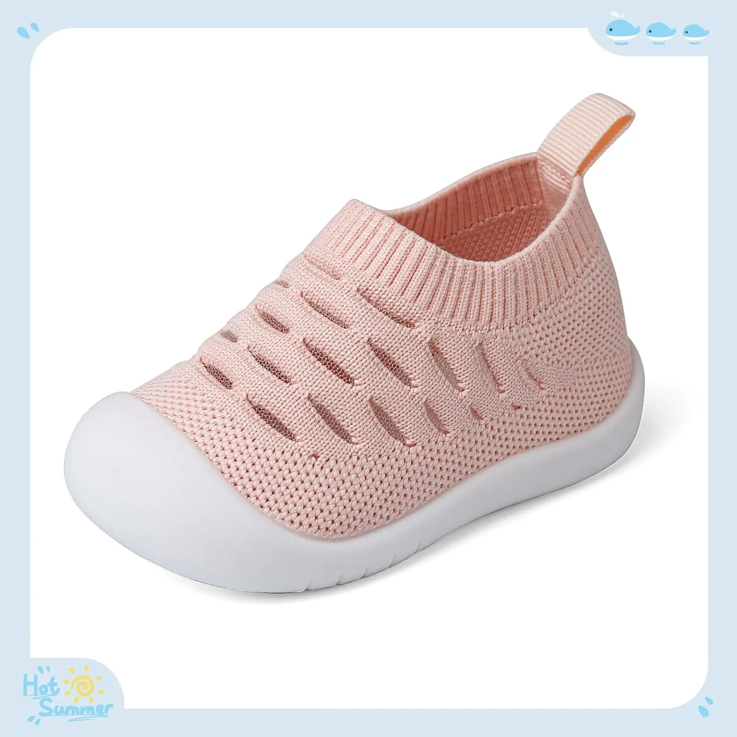 Baby Shoes for Boys Girls Breathable First Walking Shoes - Infant Toddler Trainers Shoes Non Skid Indoor Floor Slipper with Soft Sole Cotton Mesh On Sneaker
