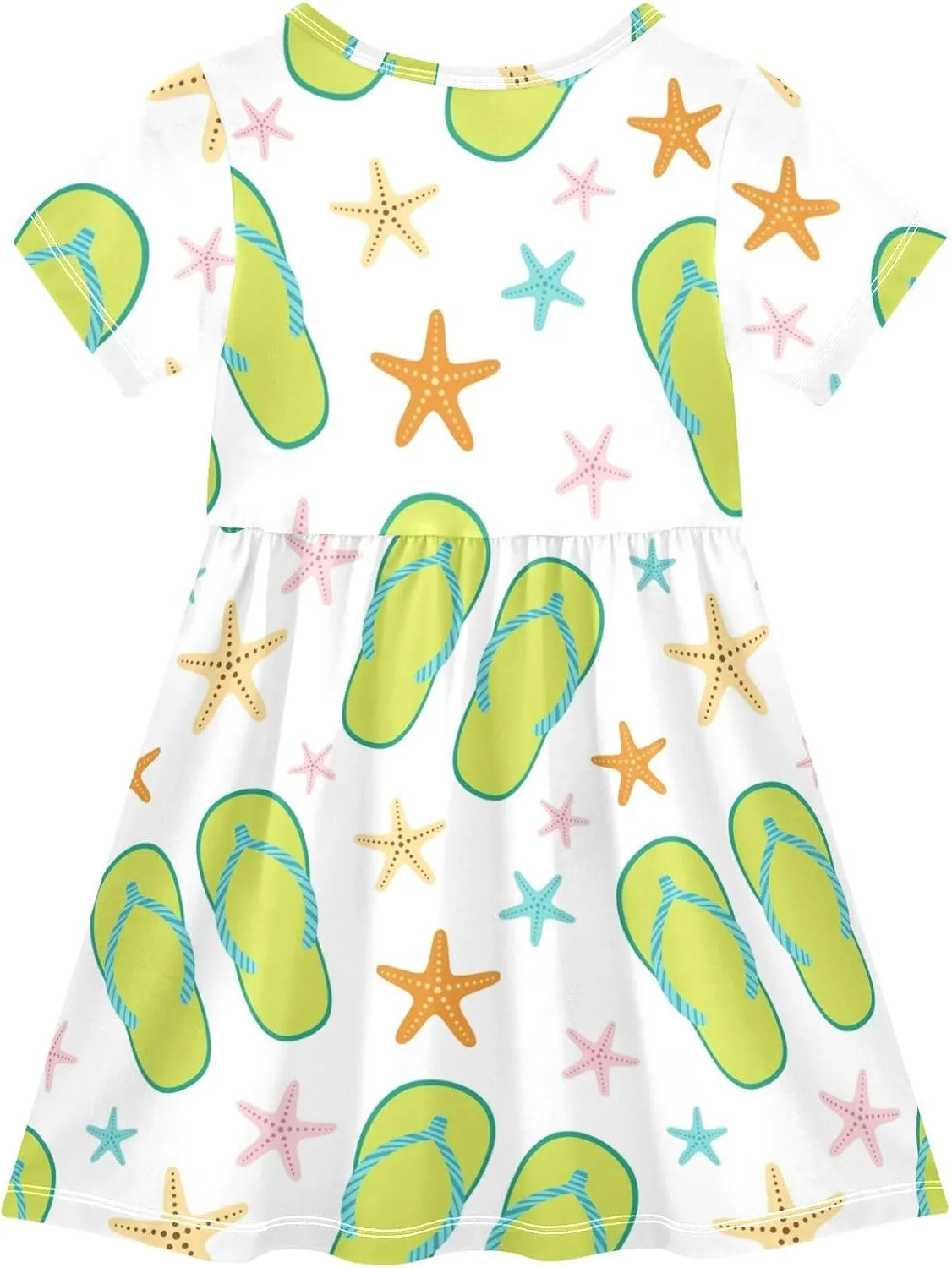 Boccsty Green Flip Flops Starfish Baby Girls Dress Kids Toddler Sundress Party Summer Dresses 2T