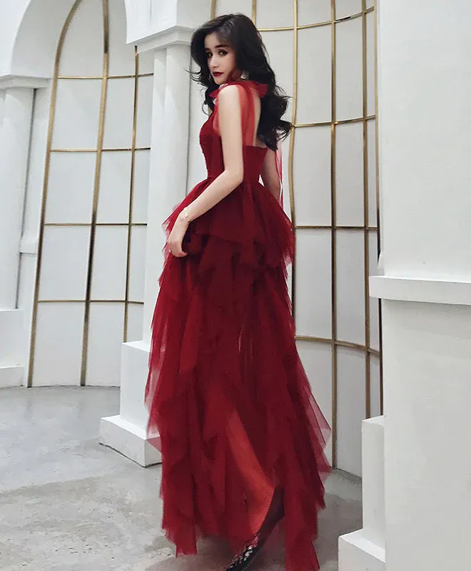 Burgundy Long Prom Dress A Line Formal Evening Party Gown 565