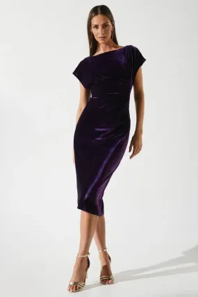 Drape Velvet Pencil Dress Formal Wedding Guest Dresses Cocktail Dresses