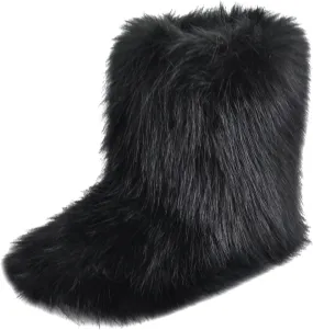 Fashion Fur Boots,Flat Heel Comfy Plush Warm Snow Booties,2025 Winter Outdoors Furry Boots,Mid-Calf Faux fur Boot for Women.