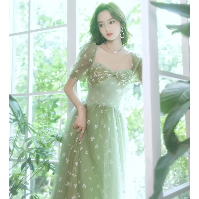 Green A Line Sweet Party Dress Formal Prom Dress 595
