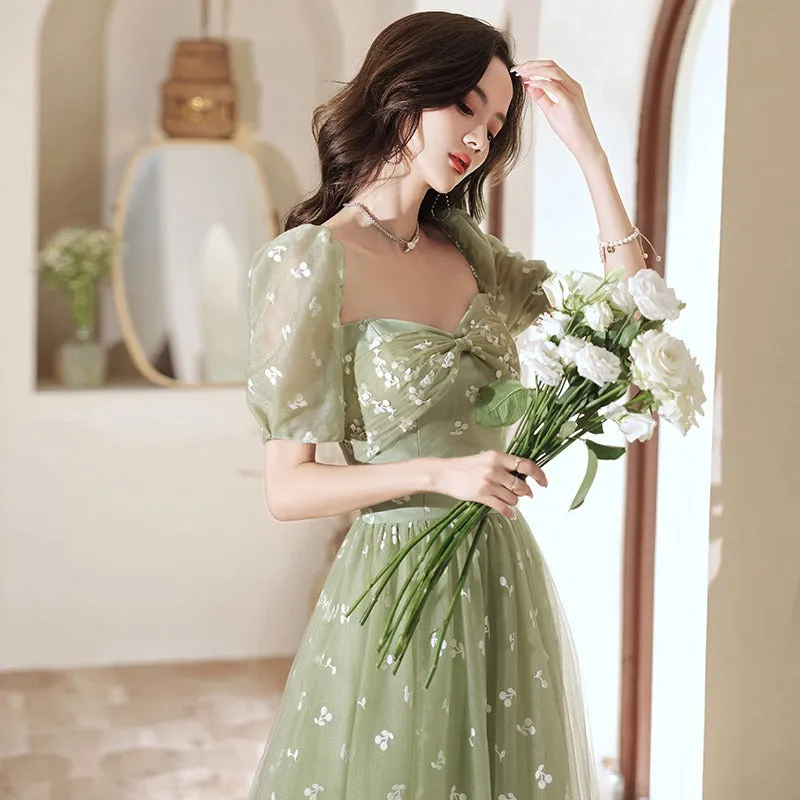 Green A Line Sweet Party Dress Formal Prom Dress 595