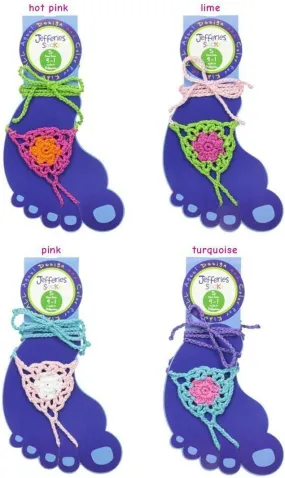Jefferies Socks Girls Womens Beach Wedding Barefoot Sandals Crochet Cotton 2 Pair Pack