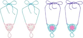 Jefferies Socks Girls Womens Beach Wedding Barefoot Sandals Crochet Cotton 2 Pair Pack