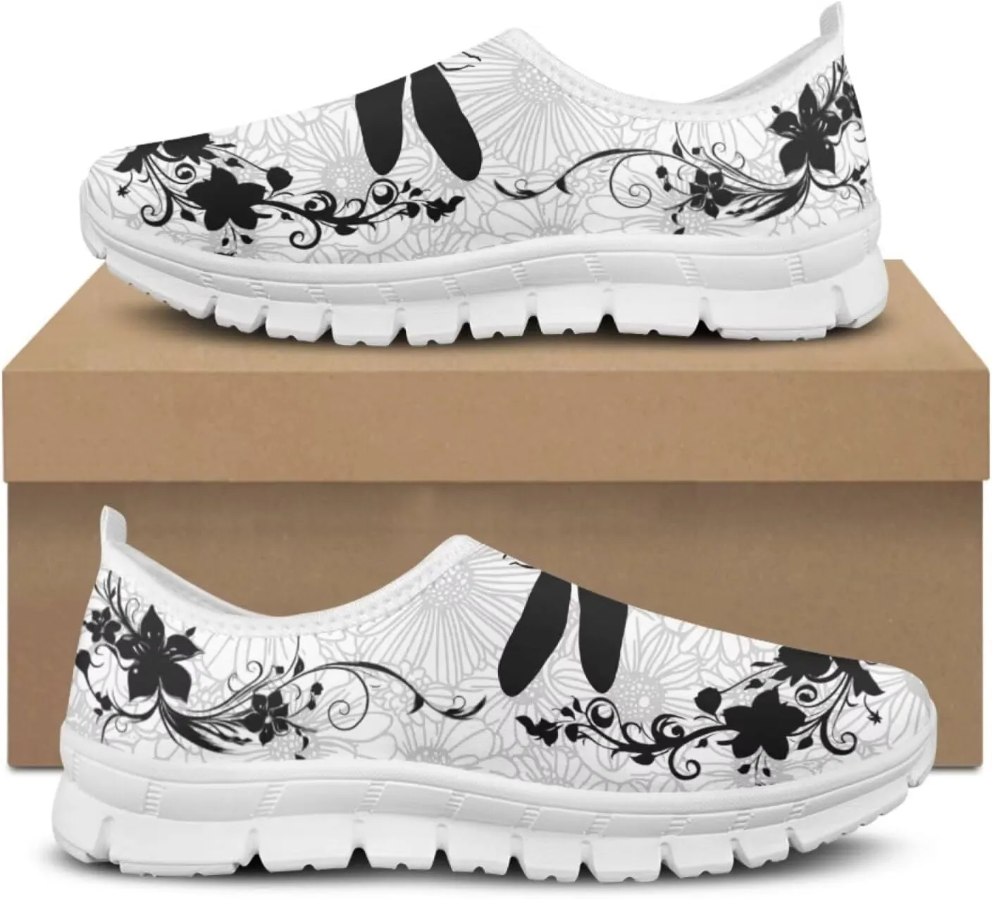 Jeiento Boho Floral Loafers for Women Slip on Shoes Flats Shoes Cozy Work Shoes