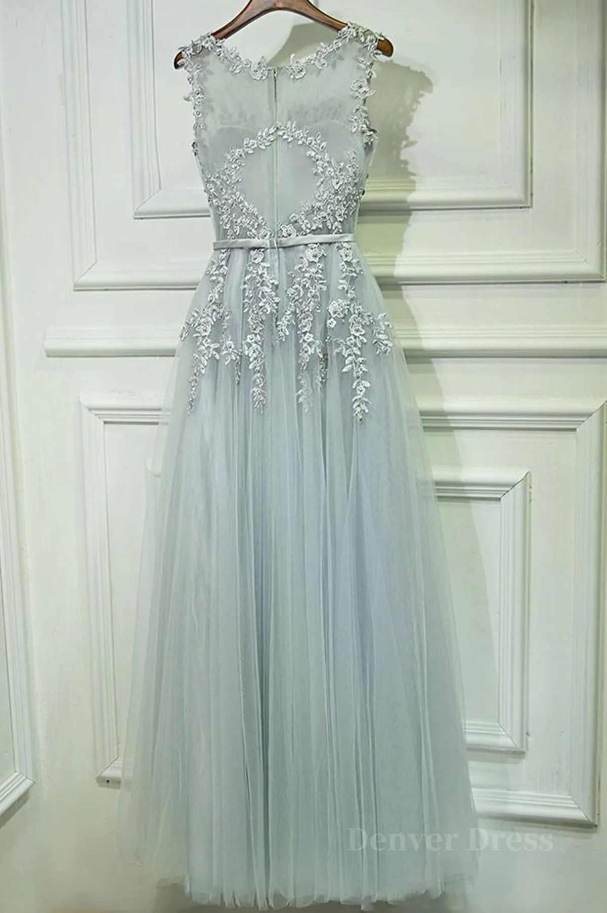 kamahe Round Neck Lace Prom Dresses, Lace Formal Evening Dresses
