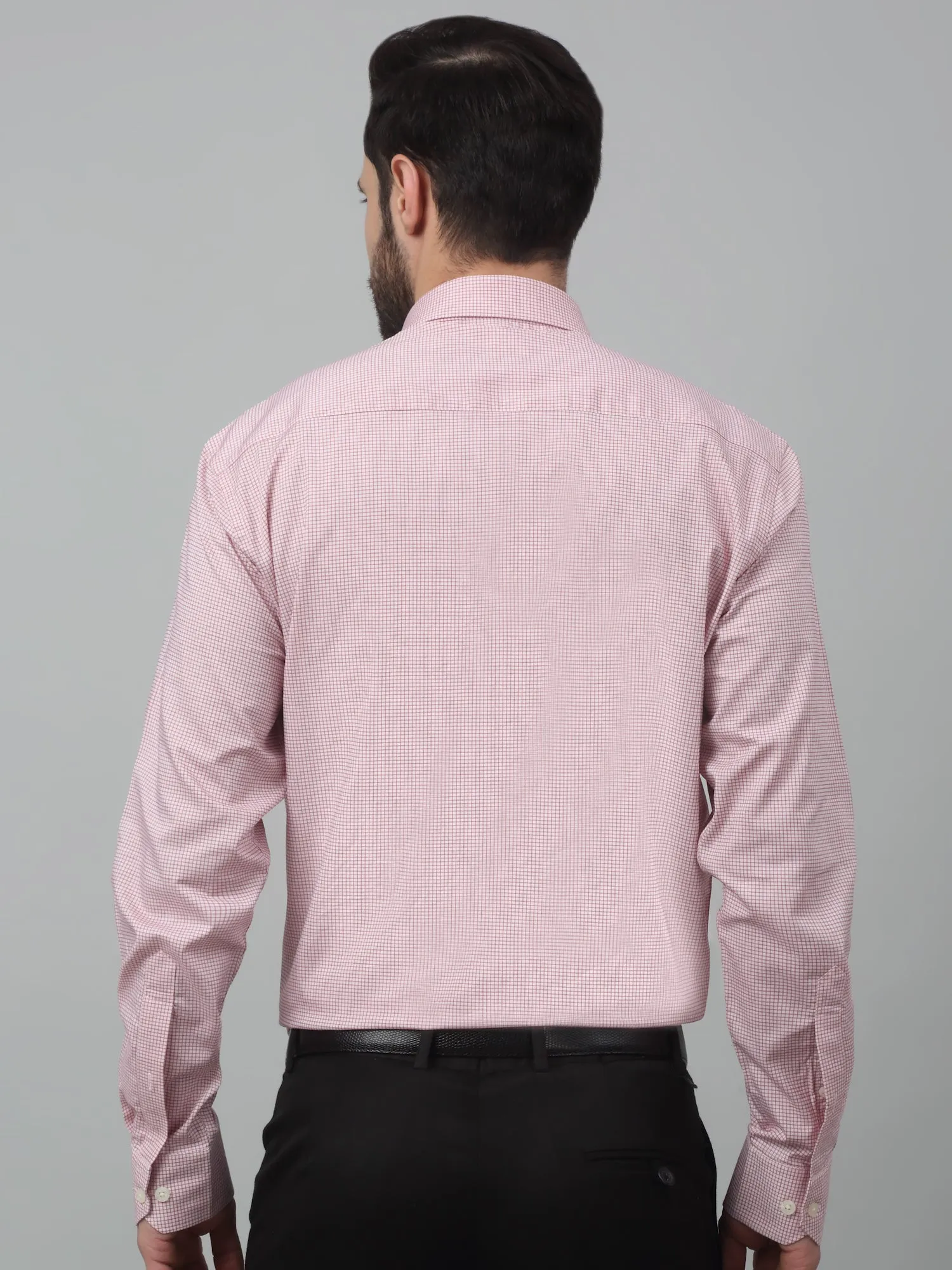 Men's Red Formal Micro Checks Full Sleeve Shirt