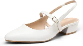 mysoft Women's Slingback Mary Jane Pumps Block Low Heel Adjustable Buckle Dress Shoes