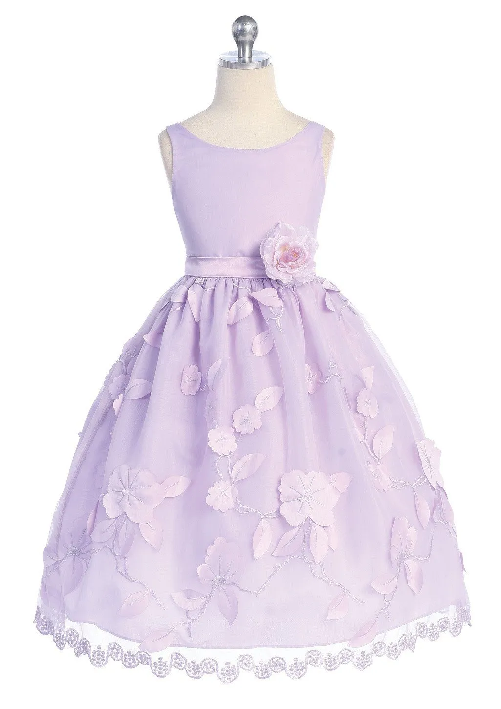 Pink Flower Girl Dresses with Floral Embroidery - 4 Colors
