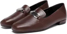 Retro Slip-on Loafers for Women with Fold-Down Heels Dual-Style Design Square Toe Genuine Full Leather Shoes Flats Casual Chunky Block Low Heel Spring