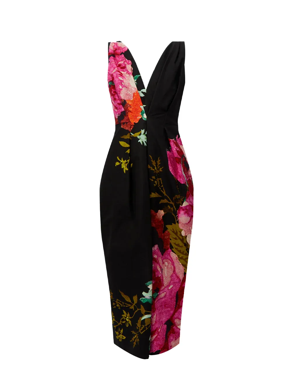 Sleeveless V Neck Midi Dress