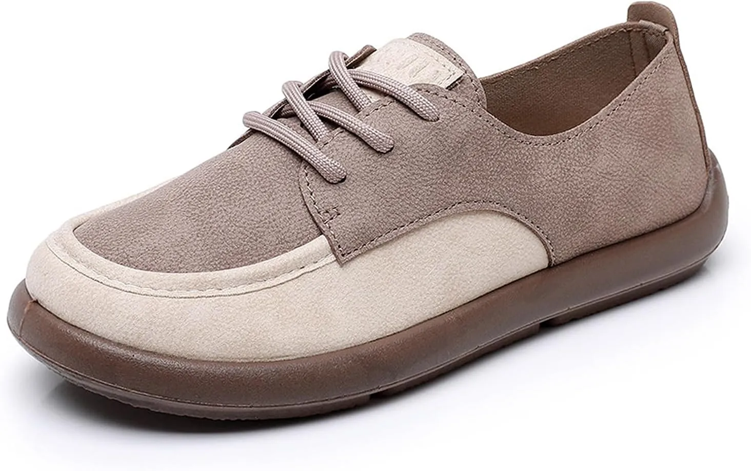 SWDZM Lace-Up Soft Sole Loafers Fashion Round Toe Splicing Comfortable Slip-On Oxford Shoes for Office Work