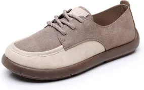 SWDZM Lace-Up Soft Sole Loafers Fashion Round Toe Splicing Comfortable Slip-On Oxford Shoes for Office Work