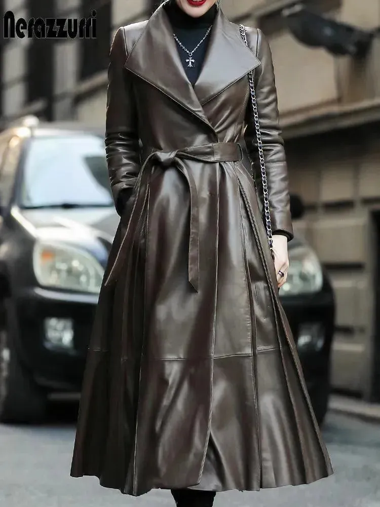 Venice Leather Trench Coat For Women