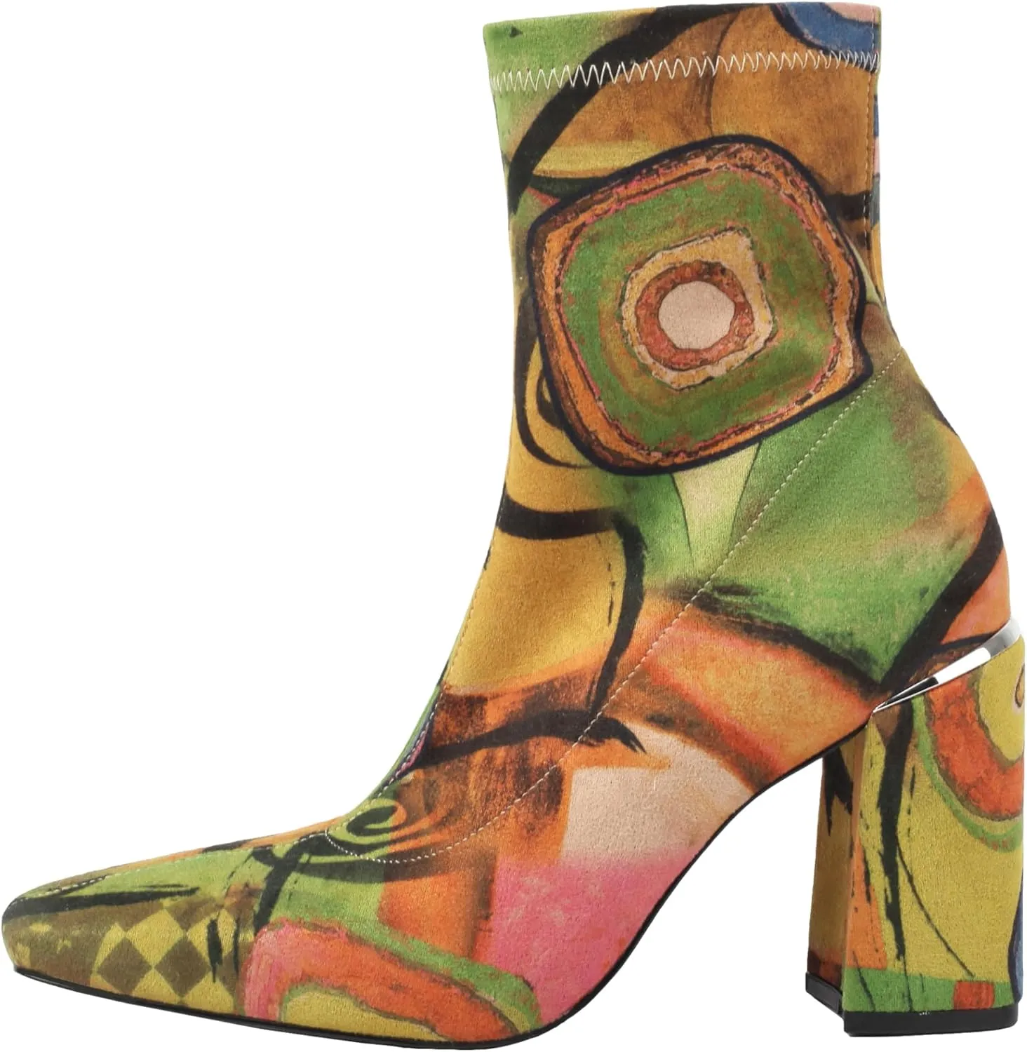 vivianly Womens Square Toe Ankle Booties Chunky Heel Boots Side Zipper Patent Leather Mid-Calf Boots
