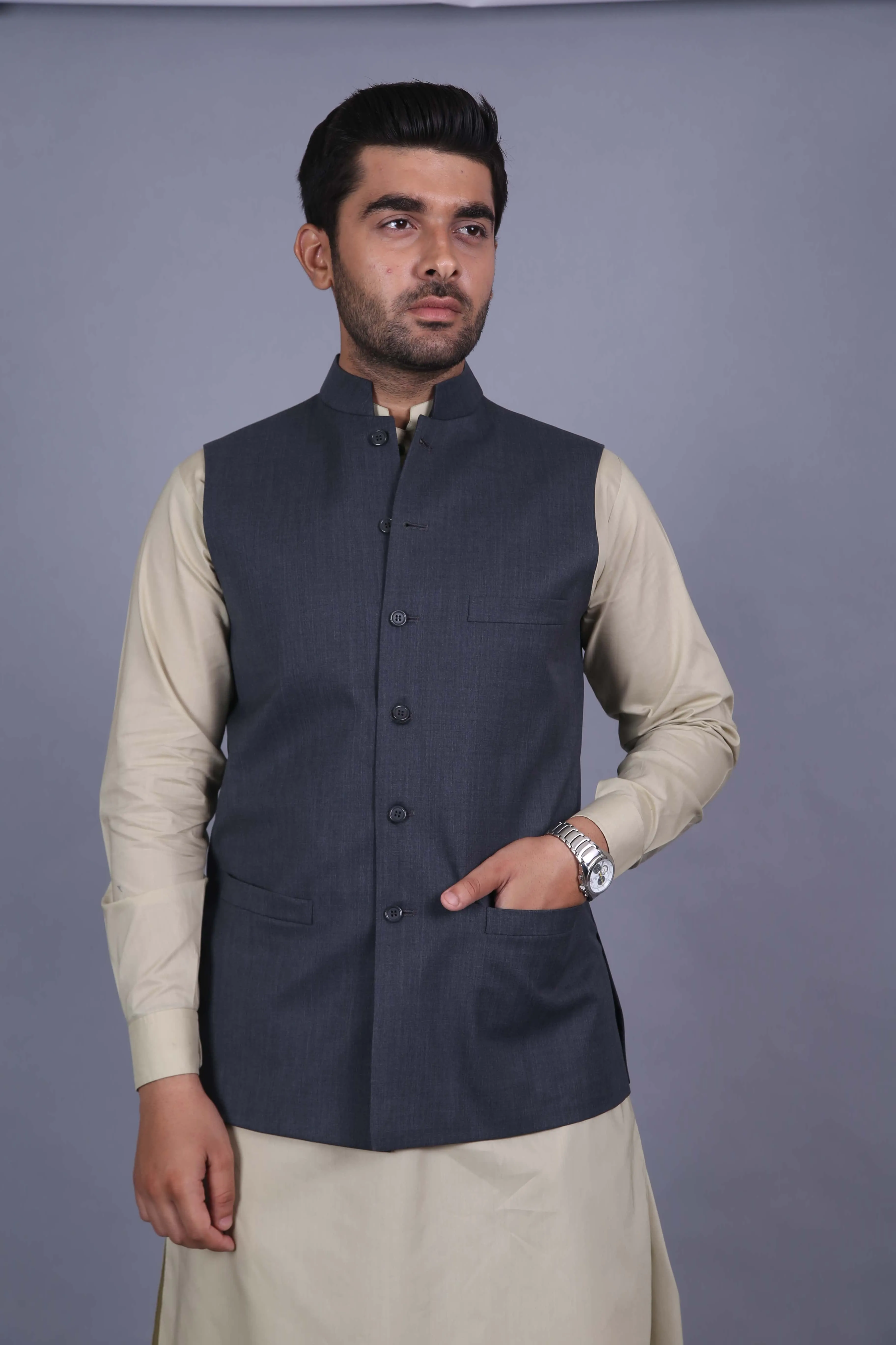 Waist Coat - Dedum Grey Plain